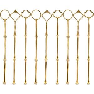 Tosnail 9 Sets 3 Tier Cupcake Stand Fittings, Cake Stand Hardware, Dessert Serving Trays Support Rod, Tiered Resin Plates, Crafts Making and Decoration - Gold