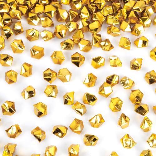 Nyuemystery 1000PCS Acrylic Gold Nuggets Faux Rocks 0.55 x 0.43 x 0.47 Inch for Vase Fillers, Table Scatter, Centerpieces, Party Wedding DIY Crafts Decorations