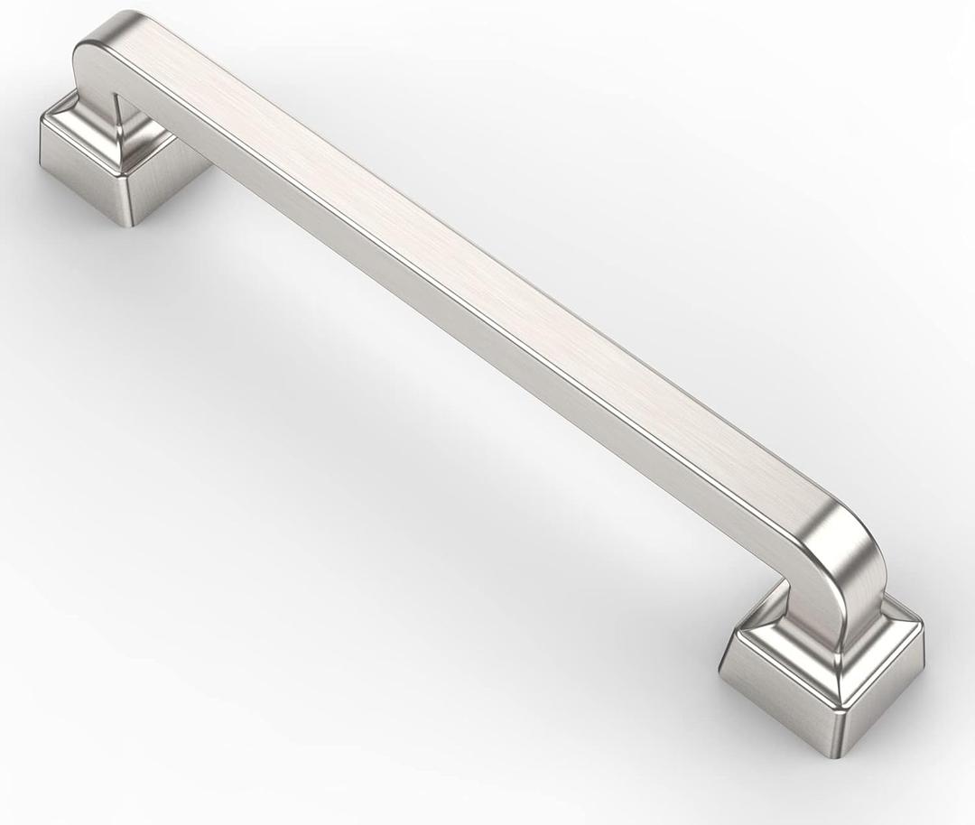 Asidrama 10 Pack 5 Inch Brushed Satin Nickel Kitchen Cabinet Handles, Cabinet Pulls Kitchen Cabinet Hardware for Cupboard Drawer Pulls (5" Hole Center128mm)