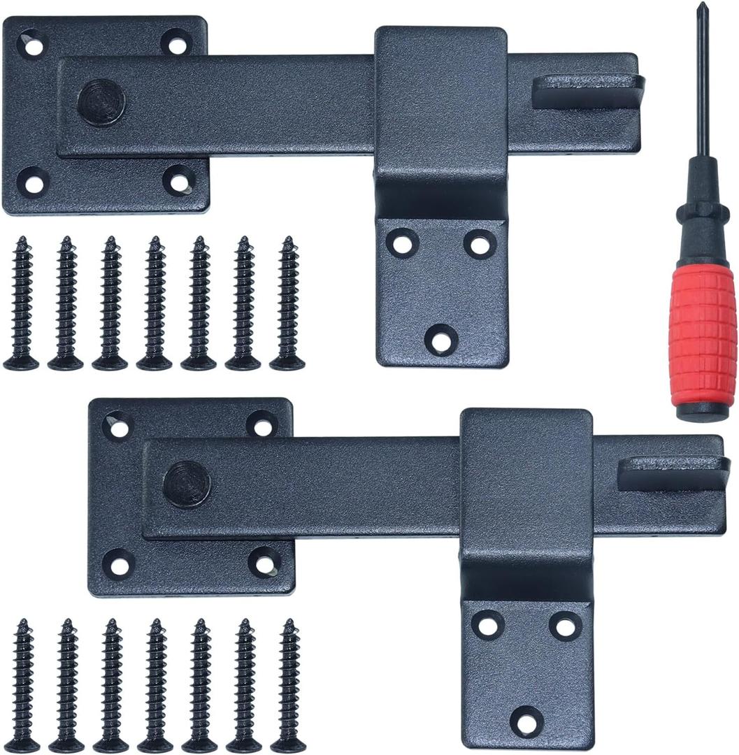 2 Pack Heavy Duty Barn Door Latch, Gate Latch for Wooden Fence, Outdoor Fence Gate, Cattle Gate, Barn Door, Sliding Door, Cabinet, Shed