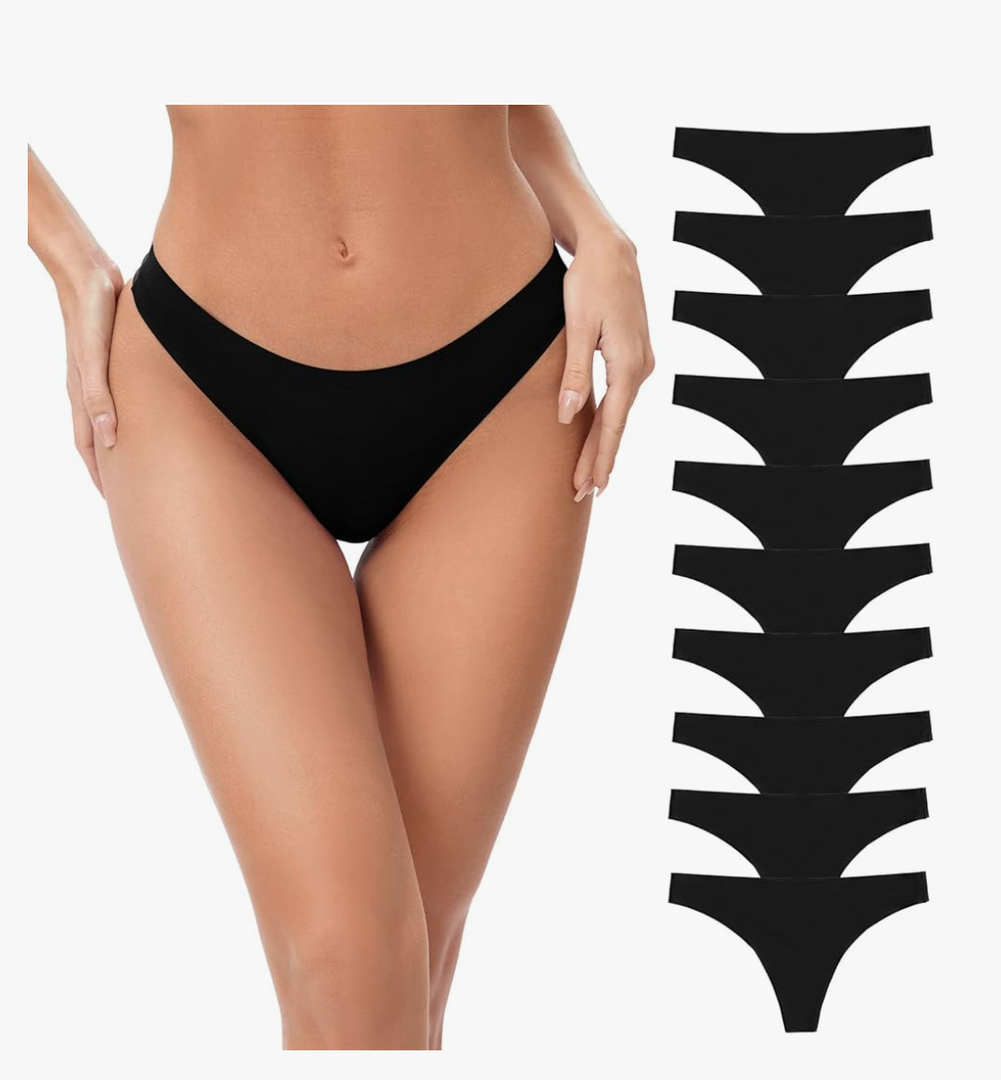 POKARLA Seamless Thongs for Women No Show Underwear Pack of 10 Size L