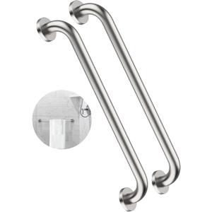 2 Pack 24 Inch Shower Grab Bar, ZUEXT Satin Brushed Nickel Stainless Steel Bathroom Grab Bar, Shower Balance Bar,Safety Hand Rail Support,Handicap Elderly Senior Assist Bath Handle(1.25" Diameter)