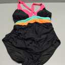 popvil One Piece Swimsuit Women 2025 Tummy Control Neon Color Block Bathing Suit Deep Vneck Tie Back Swim Suits Beach Size L