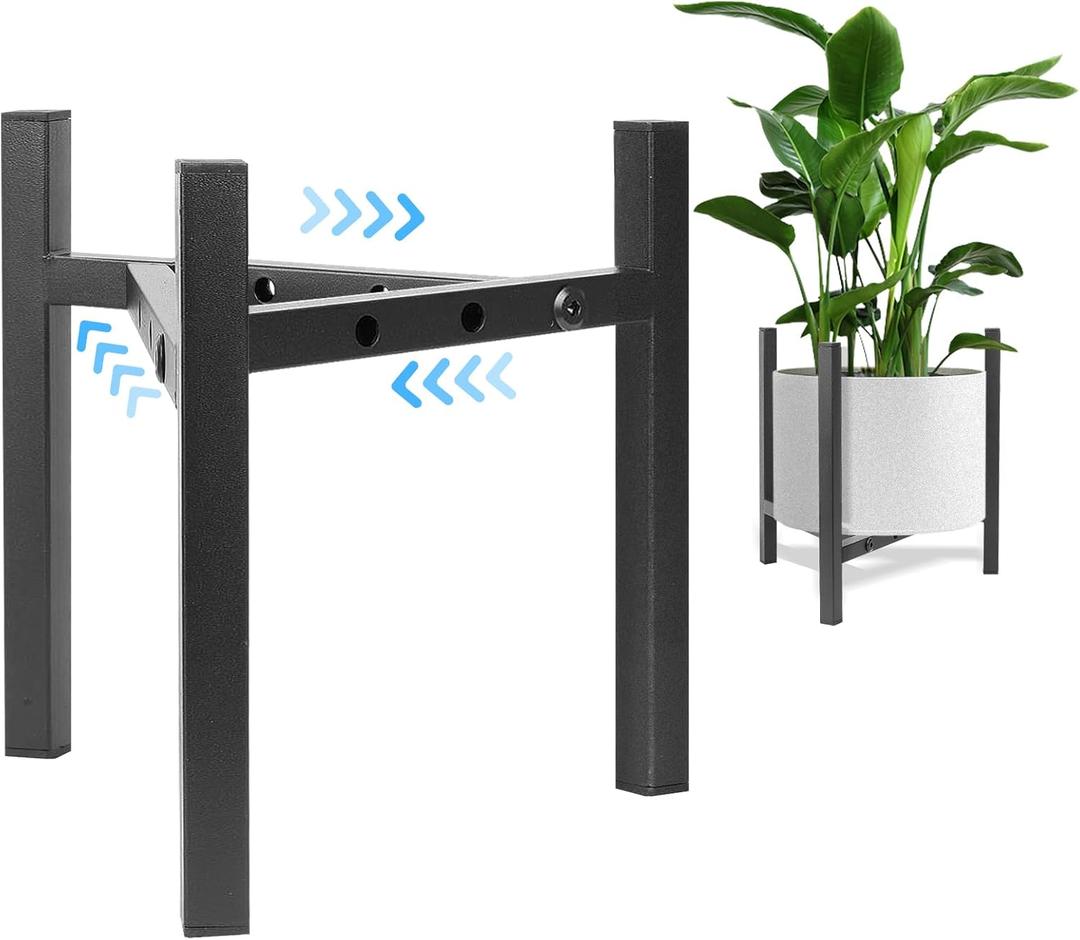 Airpark Plant Stand Indoor Adjustable, Metal Modern Plant Stands, Heavy Duty Stable Plant Pot Flower Holder Indoor Outdoor Corner, Fit 8 9 10 11 12 inch Pots, Black (Pot & Plant Not Included)