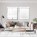 DEZ FURNISHINGS Cordless 2" Smooth Faux Wood Blind, 30" W x 48" H, Smooth White