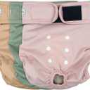 Washable Female Dog Diapers - Premium Reusable Diapers for Doggie in Heat - Highly Absorbent Dog Diapers Female for Pet Incontinence with Adjustable Snaps (Pink, L) (Morandi)