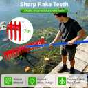 Lake Rake Pond Rakes Aquatic Weed Rakes,Weeds Rake for Pond or Lake with 7" Metal Tines 11FT Extension Handle,26FT Rope and Float for Removal of Weeds,Leaves(Patents Pending