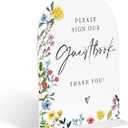 3 x Acrylic Wedding Signs Please Sign Our Guestbook Sign for Reception, 6x8" Floral Themed Arch Acrylic Table Decor, Love Is In Bloom & Baby In Bloom Decorations for Baby Shower Bridal Shower Engagement