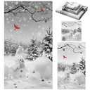 Preboun 3 Pack Christmas Snowman Bathroom Towels Set Grey Winter Forest Hand Towels Snowflakes Bath Towels Cardinal Dish Towels Christmas Washcloth for Bathroom Kitchen Hotel Beach Gym Spa