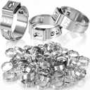 200 Pcs 1/2 Inch PEX Cinch Clamps, 304 Stainless Steel Crimp Rings Single Ear Hose Clamps for PEX Tubing Pipe Fitting Connections, Silver