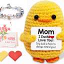 Emotional Support Crochet Duck,5 in 1 Set Gifts for Mom Handmade Crochet Cute Duck,Positive Crochet Mini Ducks,Mom Gifts from Daughters,Son,Kid,Gifts for Mom Birthday,Cute Desk Decor