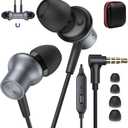 ASKUBSKU Noise Isolating Wired Earbuds for Chromebook Laptop PC, Ear Buds Wired with 3.5mm Plug in Audio Jack Mic/Mute HiFi Stereo Wire Headphones Corded Earphones for Kindle Fire/Switch School, Grey
