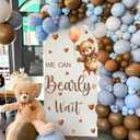 Baby Shower Sign Decorations Decal We Can Bearly Wait Sign for Backdrop Gender Reveal Party Decoration for Balloon Arch Boy or Girl Sticker Baby Bear Welcome Signs for Pregnancy Party Photo Background, Red Brown