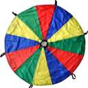 GSi Kids Play Parachute Rainbow Toy Tent Game for Children Gymnastic Cooperative Play and Outdoor Playground Activities (Rainbow 6 Feet)