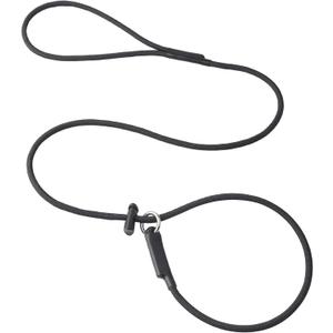 Slip Lead Dog Leash for Small & Medium Dogs, 1/4 x 4ft Sturdy Nylon Rope with Spring-Loaded Adjustable Stopper, Easy On/Off Training & Walking Slip Leash(Black, 4ft*1/4")
