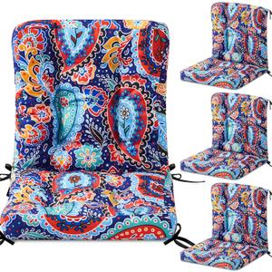 Hoteam 4 Set Outdoor Patio Chair Cushions 20 x 42 in Deep Seat Waterproof Patio Cushions Set for Furniture Replacement Removable Seat and Back (Red Paisley Pattern)