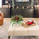 DILATATA Christmas Centerpieces 8 Inch Artificial Christmas Plant in Square Wooden Pot Tabletop Pine Plants with Red Berries Pine Cones Eucalyptus for Winter Holiday Party Fireplace Mantel Xmas Decor (Style 1)