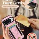 Shorogyt for Google Pixel 9/9Pro Cute Kawaii Leather Phone Case - Compatible with Magsafe Wallet Magnetic Credit Card Holder Peach Blossom Design Phone Cover for Women Girls, Fits 7 Cards