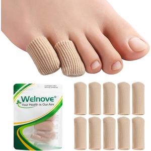 Welnove Gel Toe Cap - 10 Pack Pinky Toe Protector for Women Men - Cushions and Protects to Cover Toes, Relief Toe Pain from Ingrown Toenails, Corns, Blisters, Hammer Toes (Small Size)