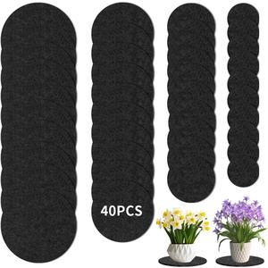 40 Pcs Plant Coaster Mat Reversible, 4 Size 4/6/8/10 Inch Plant Saucers for Indoors Waterproof Round Fabric Plant Coasters Absorbent Plant Pot Saucers for House Garden Supplies,Black