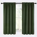 NICETOWN Dark Green Blackout Cafe Satin Curtains for Small Windows, 42" Wide by 63" Long, 2 Panels, Rod Pocket Noise Reducing Faux Silk Blackout Drapes for Dining Room
