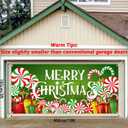 gisgfim Christmas Candy Garage Door Cover Merry Christmas Banner Decorations Large Xmas Holiday Garage Door Banner Backdrop Peppermint Round Lollipop Background Sign for Outdoor Indoor 6x13ft