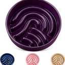 Elevated Slow Feeder Dog Bowls  Ceramic Food and Water Bowl Set with Stand  Raised Pet Dishes for Small and Medium Sized Dogs