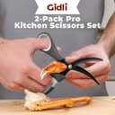 Titanium Coated Kitchen Scissors 2-Piece Set by Gidli - Heavy Duty Kitchen Shears for Meat and Food Prep - Includes Bonus 7" Seafood Scissors with Ergonomic Grip