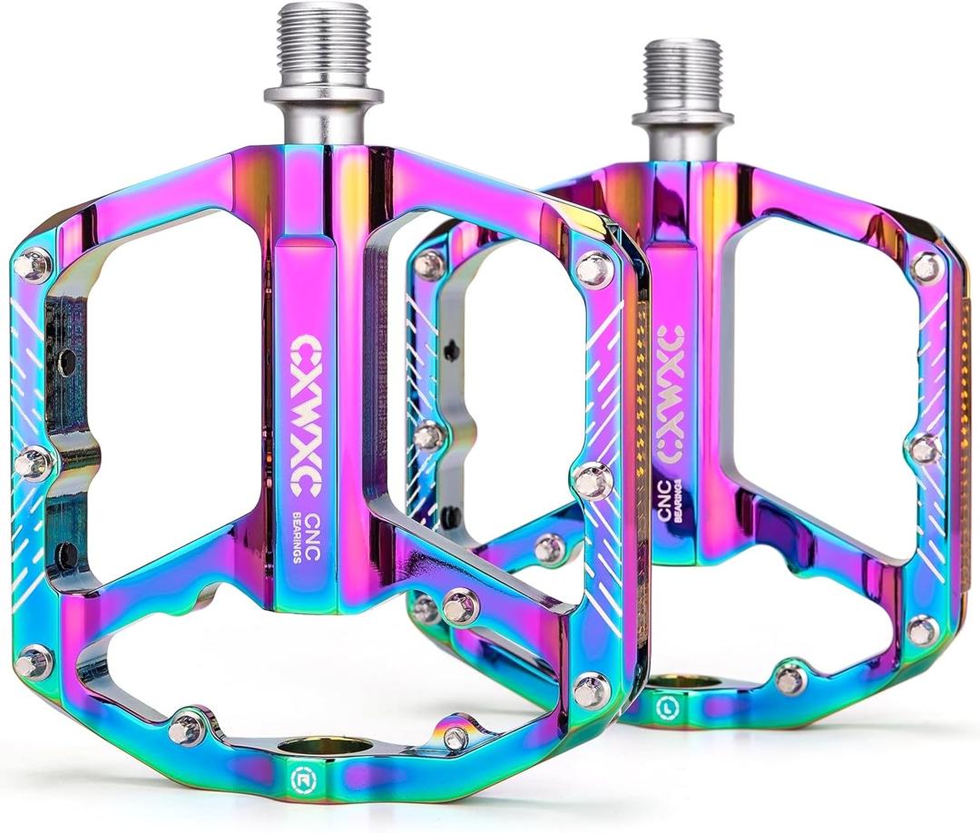 Bike Pedals - 9/16" Bicycle Pedals Platform - 3 Sealed Bearing Bike Pedals, Lightweight Plat Pedals for Road Mountain BMX City Bike (Multi-colored)