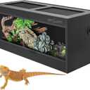 REPTI ZOO 68 Gallon PVC Reptile Terrariums, 48x18x18 Reptile Tanks Enclosure for Bearded Dragon Ball Python Snake Gecko, PVC Reptile Lounge Habitat with Glass Sliding Door & Top Screen Ventilation
