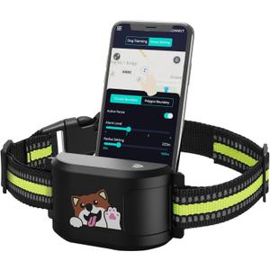 Upgraded GPS Dog Fence & Tracking Collar System - No Subscription Required, Customizable Boundaries via App, Waterproof Rechargeable Collar with Remote Training, 1-Minute Setup Black