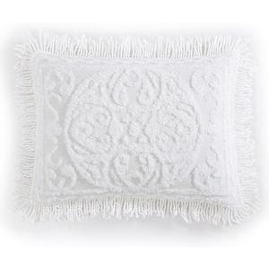 Beatrice Home Fashions Medallion Chenille Bedspread, Standard Sham, White