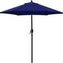 7.5' Patio Umbrella Outdoor Table Market Umbrella with Push Button Tilt/Crank, 6 Ribs (Navy Blue)