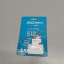 Samsung EVO Select microSDMemory Card + Adapter, 512GB microSDXC, Up-to 160 MB/s, 4K UHD, UHS-I, C10, U3, V30, A2, for Mobile Phone, Smartphones, Nintendo-Switch, and Tablets (MB-ME512SA/AM)