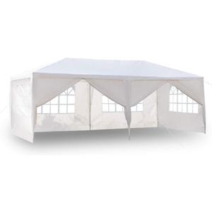 Veryke 10 x 20 ft Outdoor Gazebo Canopy White Waterproof Wedding Canopy Party Tent w/Removable Sidewalls & Brighter Church Windows,6 Sides