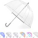 totes Kids Clear Bubble Umbrella with Dome Canopy, Lightweight Design, Wind and Rain Protection Umbrella, Clear, Kids - 38" Canopy