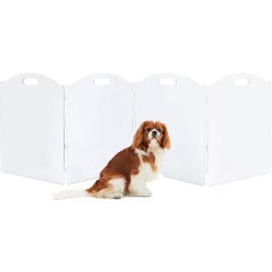 Clear Acrylic Freestanding Dog Gates for The House Folding 4-Panel Pet Gates for Doorways, Stairs, and Rooms, Transparent Indoor Barrier for Dogs, Puppies, and Cats, Size: 4 Panel - 80''W x 24''H