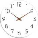 Mosewa Wall Clock Battery Operated 8 Inch White Silent Non Ticking Simple Minimalist Wooden Decorative for Kitchen Bathroom Bedroom Living Room Office