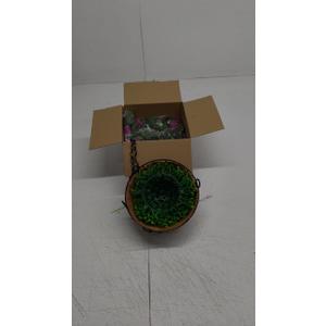 Artificial Fake Hanging Flowers Plants Basket for Spring Outdoor Outside Decoration, UV Resistant Faux Plastic Fabric Flower Morning Glory Wisteria Petunia for Garden Porch Patio Balcony Yard Decor