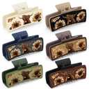 CiyvoLyeen Highland Cow Hair Claw Clips Western Leather Hair Clips Non-slip Strong Hold Claw Clips for Thick Hair Styling Hair Accessories for Women Girls