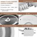 WB30T10133 WB30X24111 Radiant Dual Surface Element 9 inch Replacement for GE Glass Cooktop Burner, Element Radiant 9in Dual with Heating Element Wire Replace 4465256 AP5989975 PS11729126 by Fetechmate