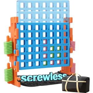 SDADI 'Click' Giant 4-in-a-Row Game Set with Block-Style Assembly, Adjustable Height 4-to-Score Connect Game, Portable Family Yard Game for Indoor & Outdoor Play