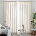 Melodieux Beige Semi Sheer Curtains 108 Inches Long for Living Room Bedroom, Extra Long Linen Look Rustic Light Filtering Shiny Sheer Drapes Curtains Rod Pocket, 52" W x 108" L, 2 Panels