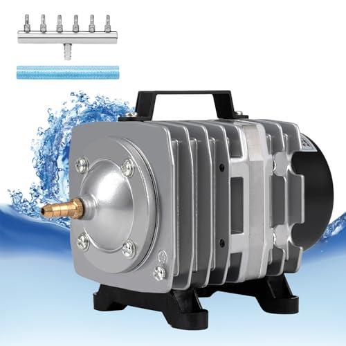 FUMAK Aquarium Air Pump with Aluminum Housing, Commercial Air Pump with 6-Outlet Air Manifold, Pond Aerator Fish Tank Bubbler for Aquarium, Pond, Hydroponics (650GPH-20W)