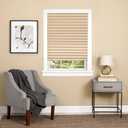 Cordless Room Darkening Temporary Pleated Vinyl Shades, 48 x 75 in, Latte, 36"W x 75"H