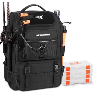 KastKing KarryAll Fishing Tackle Backpack with Rod Holder 4 Tackle Boxes,40/26L Tackle Bag Storage Fishing Gear and Equipment