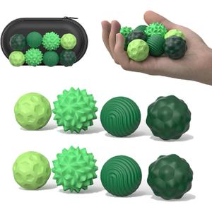 Magnetic Balls Fidget Toy Adults - 8pcs Sensory Attraction Balls with Silicone Shell for Teens to Calm Restless Hands Anxious Mind, Office Desk Fidget Balls for Anxiety Relief,Stocking Stuffers Adults (Green)