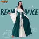 Spooktacular Creations Halloween Renaissance Costume Women, Renaissance Corset Dress, Plus Size Medieval Chemise for Cosplay (Green, S)