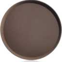 New Star Foodservice Non-Slip Tray, Plastic, Rubber Lined, Round (Brown, 18-Inch)