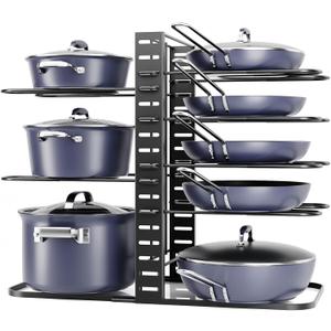 ORDORA Pots and Pans Organizer: Under Cabinet, Adjustable 8-Tier Pot Organizers inside Cabinet, Kitchen Organizers and Storage Fit 6-11 inch Lightweight Cookware